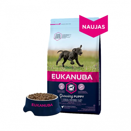 Eukanuba Large Puppy visavertis pašaras didelių veislių jauniems šuniukams su vištiena 15kg|Eukanuba