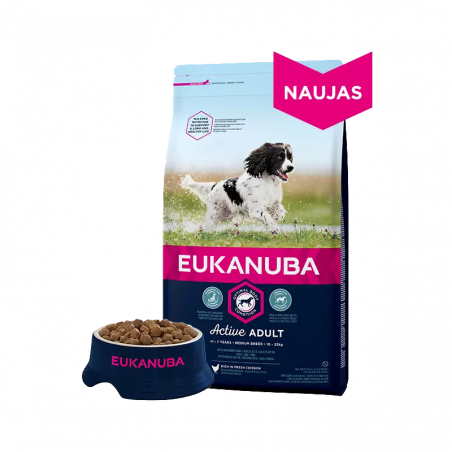 Eukanuba Medium Adult pilnvērtīga barība pieaugušajiem ar vistas gaļu 3kg|Eukanuba