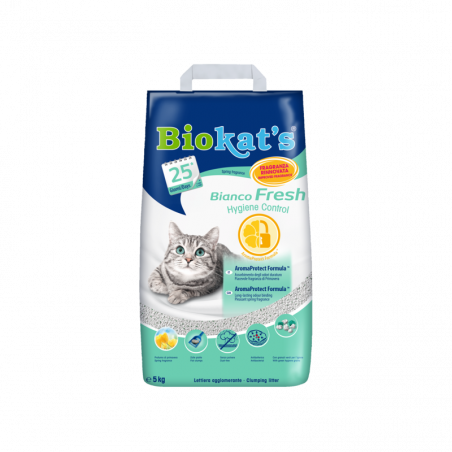 Biokat's bentonitinis kraikas Bianco Fresh Hygienie Control 5kg|Gimborn