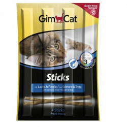 GimCat Sticks begrūdės lazdelės, su lašiša ir upėtakiu (4 vnt)