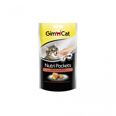 GimCat Nutri Pockets with Salmon & Omega 3&6 przysmaki dla kotów z łososiem, kwasami tłuszczowymi Omega 3&6 60g|Gimcat