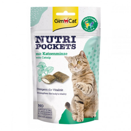 GimCat Nutri Pockets ar kaķu mētru un multivitamīniem 60g|Gimcat