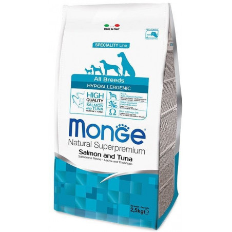 Monge Hypoallergenic adult sausas pašaras (lašiša ir tunas) 2,5kg|Monge