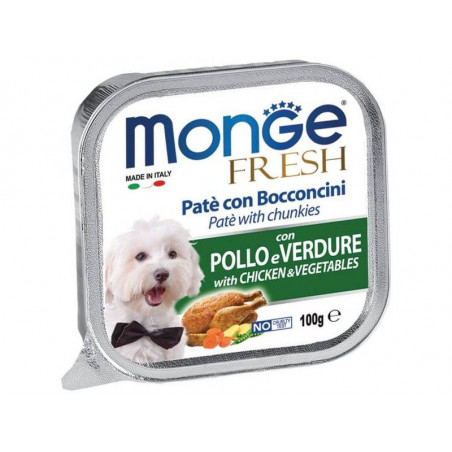 Monge Fresh paštetas šunims su vištienos gabalėliais ir daržovėmis100g|Monge