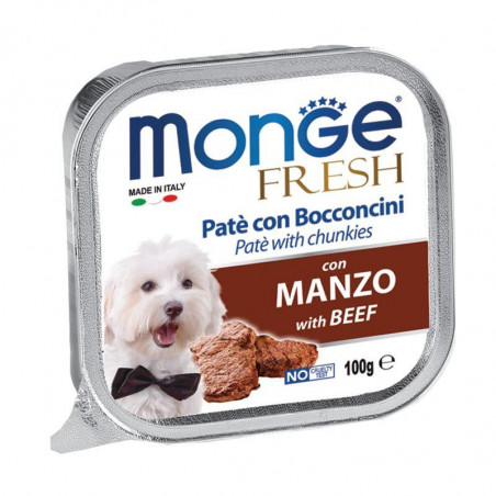 Monge Fresh paštetas šunims su jautienos gabalėliais 100g|Monge