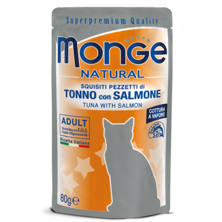 Monge Natural kons. toit täiskasvanud kassidele tuunikala, lõhe želees 80g|Monge
