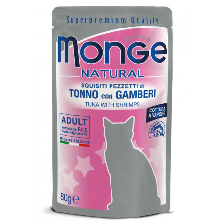 Monge Natural Adult karma dla kotów Tuńczyk z krewetkami w galaretce 80g|Monge