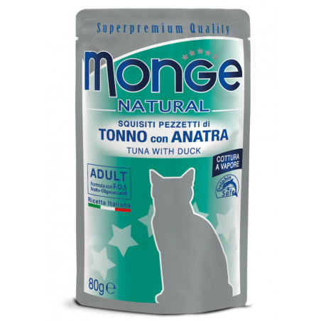 Monge Natural Cons. karma dla dorosłych kotów Gryzaki z tuńczyka z kaczką w galaretce 80g|Monge