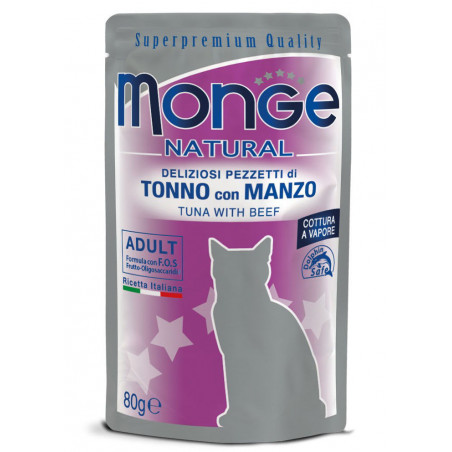 Monge Natural kons. pašaras suaugusioms katėms, tunas ir jautiena 80g|Monge