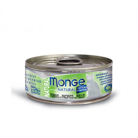 Monge kassitoit tuunikala- ja kanatükkidega oma mahlas 80g|Monge