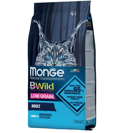 Monge BFB BWILD - Adult pašaras katėms su ančiuviais 10 kg|Monge