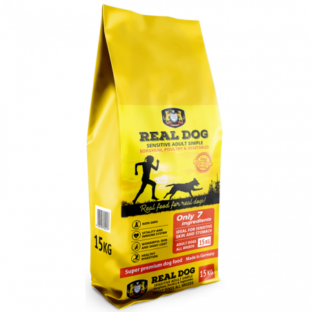 Real Dog Sensitive Simple15kg täiskasvanud koeratoit sorgo, linnuliha ja köögiviljadega|Real Dog