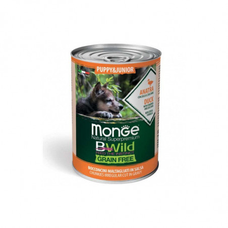 Monge BWild puppy konservuotas pašaras su antiena, moliūgais ir cukinijomis 400g|Monge