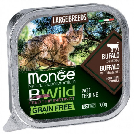 Monge BWild Large Breed cepta pastēte kaķiem ar bifeļu un dārzeņiem 100g|Monge