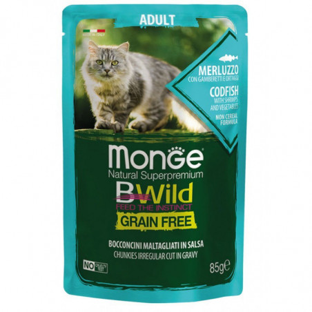 Monge BWild kons. pašaras su menke, krevetėmis ir daržovėmis padaže 85g|Monge