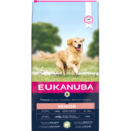 Eukanuba Senior L/XL karma pełnoporcjowa dla starszych psów dużych ras z jagnięciną i ryżem 12kg|Eukanuba