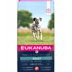 Eukanuba L/XL visavertis pašaras suaugusiems šunims su lašiša ir miežiais, 12 kg