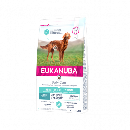 Eukanuba Daily Care Sensitive Digestion Adult visavertis pašaras suaugusiems jautrų virškinimą turintiems šunims 12kg|Eukanuba