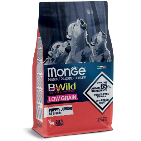 Monge BWILD All Breeds Puppy&Junior kuivtoit kutsikatele hirvelihaga 12 kg|Monge