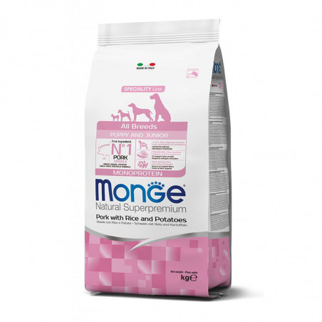 Monge spec. line monoprotein puppy sausas pašaras visų veislių jauniems šuniukams su kiauliena, ryžiais ir bulvėmis 12kg|Monge