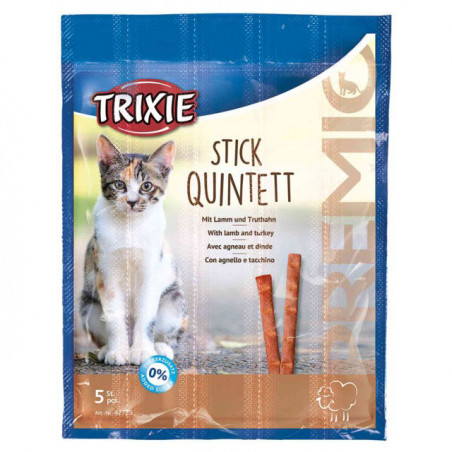 TRIXIE PREMIO Stick Quintett, jagnięcina z indykiem, przysmak dla kota 5x5 g|Trixie