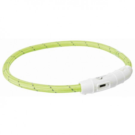 1.1_12700 TRIXIE LED antkaklis USB, TPU/nailonas, XS-S 35cm/7 mm, žalias (pak.2)|Trixie