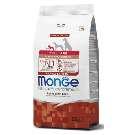 Monge mini kutsikate kuivtoit (lambaliha ja riis) 7,5kg|Monge