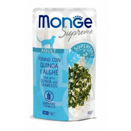 M07795 Monge SUPREME - Cat Wet Pouches Tuna kinoaga ja merevetikaga - Adult 80g (24)|Monge