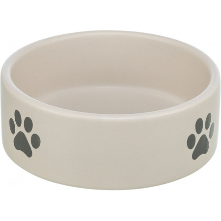 TRIXIE Ceramiczna miska z łapkami, ceramiczna, 0,8 l/16 cm, jasnoszara/szara|Trixie