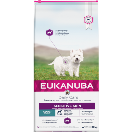 Eukanuba Daily Care Sensitive Skin Adult (žuvis) 12kg|Eukanuba