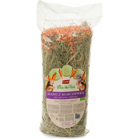 Vitapol Šienas su morkomis smulkiems gyvūnams 800g|Vitapol