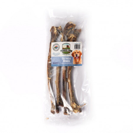 Stručio sparnai šunims – Paddock Farm Ostrich Wings – 4 vnt|