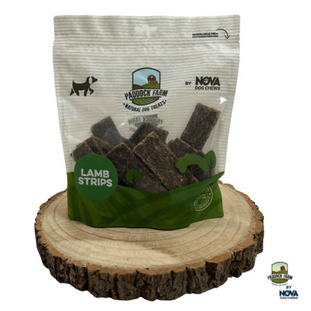 Ėrienos juostelės skanėstas šunims – Lamb Strips, 500 g – Paddock Farm|