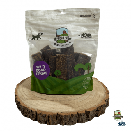 Šernienos juostelės skanėstas šunims – Wild Boar Strips, 500 g – Paddock Farm|