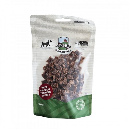 Skanėstas dresūrai šunims su stirniena – Venison Training Treats, 100 g – Paddock Farm|