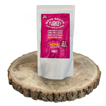 Kalakutienos sultinys šunims ir katėms Turkey Bone Broth, 230ml|Nova Dog Chews