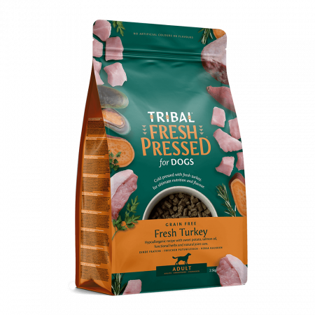 Šalto spaudimo suaugusių šunų maistas su kalakutiena – Tribal Fresh Pressed Adult Turkey|Tribal