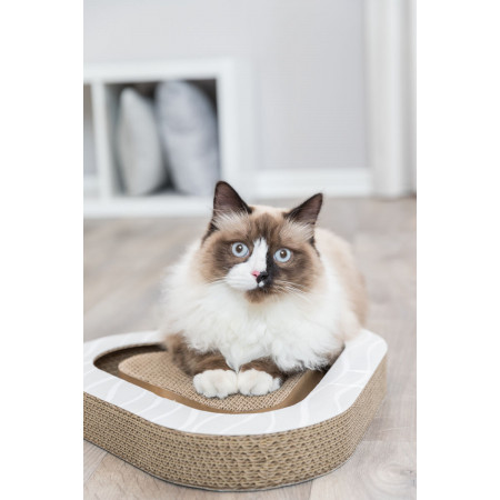 TRIXIE Kartona smalcinātājs ar bumbiņām, ar kaķu kastīti, 36x5x36/36cm, pelēks gultnis 60 cm, pelēks|Trixie