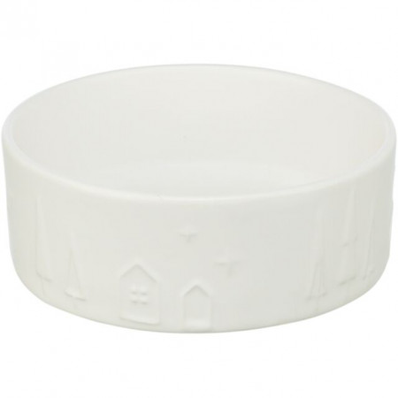 TRX_92021 TRIXIE Xmas Keraminis dubenėlis, 0.3 l/ 12 cm, baltas (pak.4)|