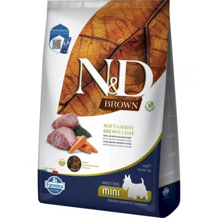 FARMINA N&ampD BROWN - DOG Dry Lamb Spirulina&ampCarrot ADULT MINI 5 kg|Farmina