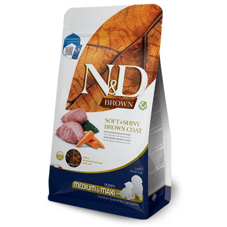 FARMINA N&ampD BROWN - DOG Dry Lamb Spirulina&ampCarrot PUPPY MED&ampMAX 2 kg|Farmina
