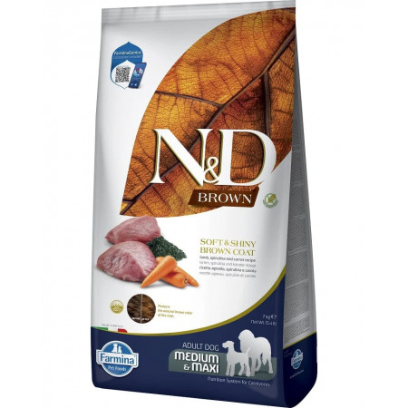 FARMINA N&ampD BROWN - DOG Dry Lamb Spirulina&ampCarrot ADULT MED&ampMAX 7 kg|Farmina