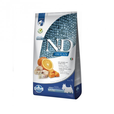 FARMINA N&ampD OCEAN - DOG Dry Cod Pumpkin&ampOrange ADULT MINI 7 kg|Farmina