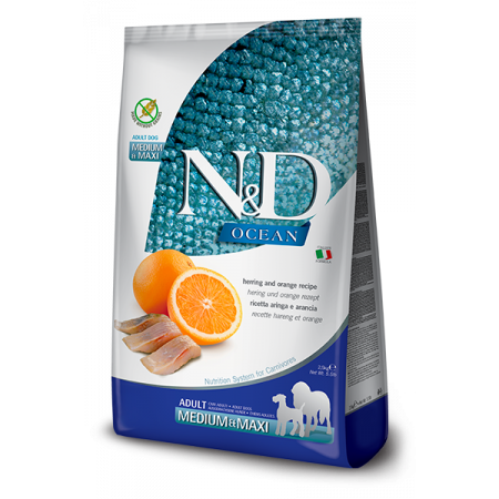 FARMINA N&ampD OCEAN - DOG Dry Herring&ampOrange ADULT MED&ampMAX 2,5 kg|Farmina