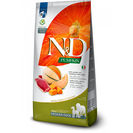FARMINA N&ampD PUMPKIN - DOG Dry Duck&ampCantaloupe ADULT MEDIUM MAXI 12 kg|Farmina