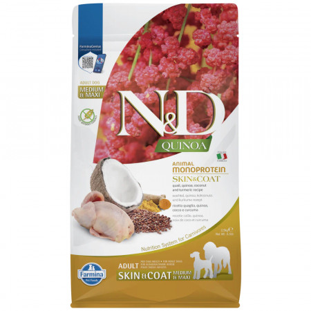 FARMINA N&ampD QUINOA - DOG Dry SKIN&ampCOAT Quail&ampCoconut ADULT MED&ampMAX 2,5 kg|Farmina