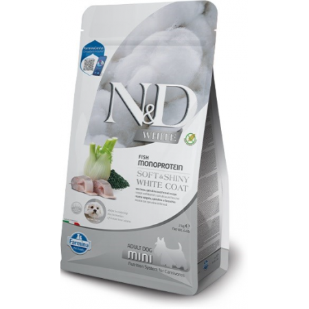 FARMINA N&ampD WHITE - DOG Dry Sea Bass Spirulina&ampFennel ADULT MINI 5 kg|Farmina