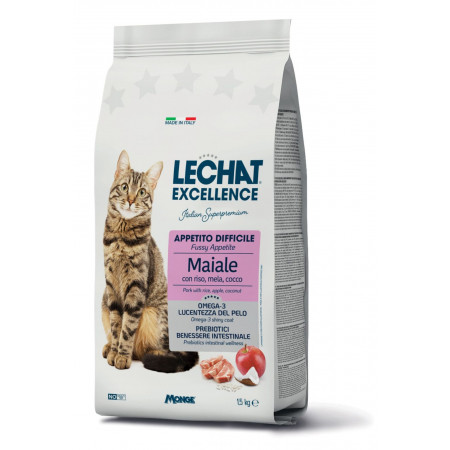 Lechat Exc. Fussy sausas pašaras išrankioms katėms su kiauliena 1.5kg|Lechat
