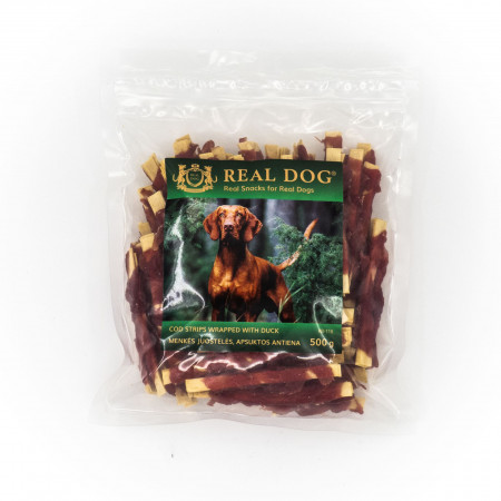 Real Dog SNACKS Menkės juostelės apsuktos antiena 500g|Real Dog