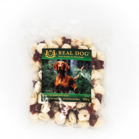 Real Dog SNACKS Kaulas su mazgais, apsuktas antiena 500g|Real Dog